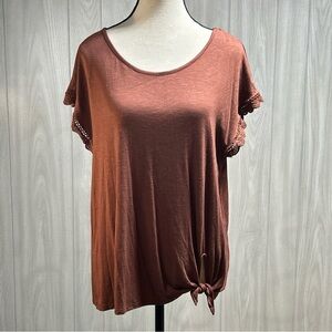 Thread & Clover Cap Sleeve Crochet Tie Front Top Size Medium